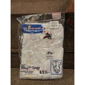 VTG Gerber 90s Baby Cute Print Wrap N Snap One Piece Underwear Up‎ To 12